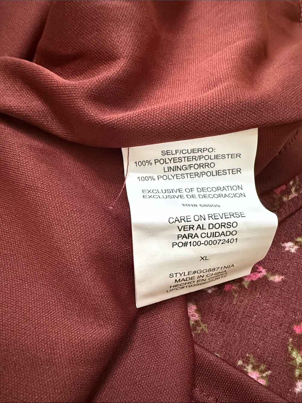 Burgundy Floral Belted Faux Wrap Puff Sleeve Mini Dress - Picture 3 of 3